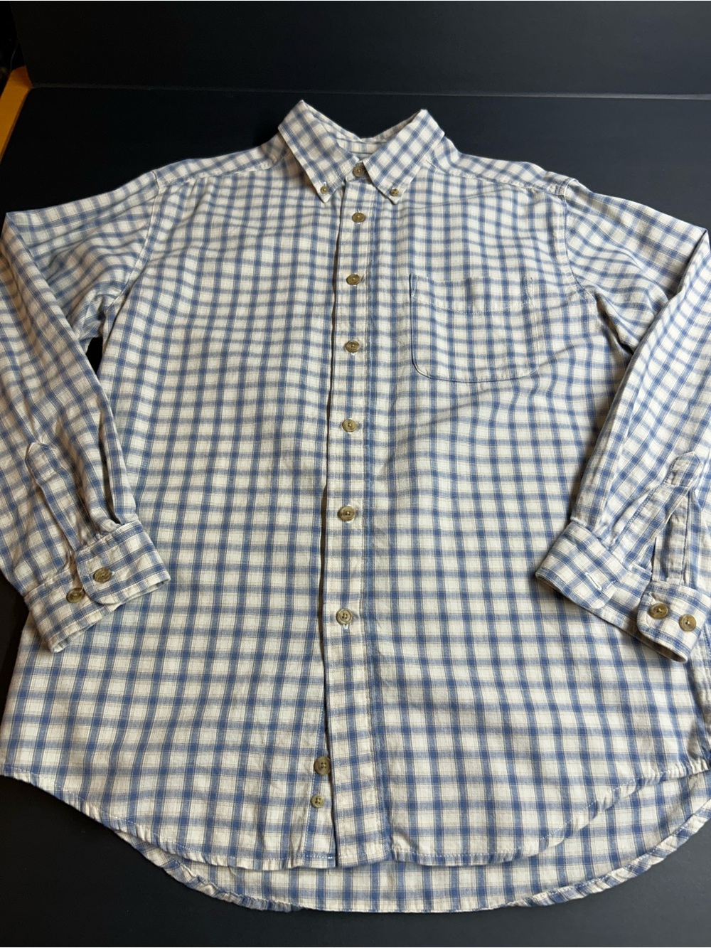 Dockers Denim Blue & Beige Plaid Button-Down Shirt